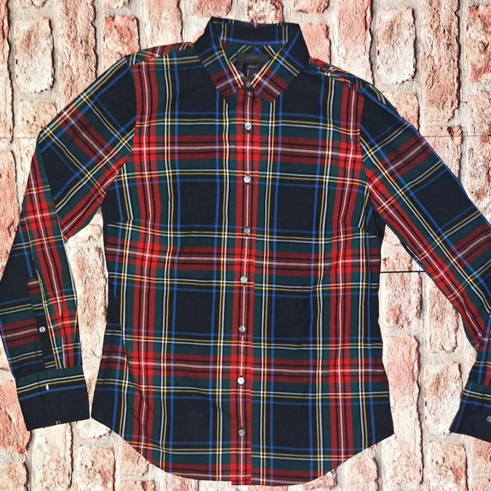 J Crew Perfect Shirt in Stewart Tartan Cotton Poplin - Picture 4 of 11